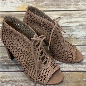 Via Spiga Lace Up Peep Toe Booties - Sz 6